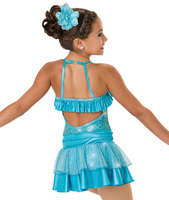 Nouveaux costumes de danse jazz à paillettes bleu paon pour enfants et femmes Performance de danse professionnelle
