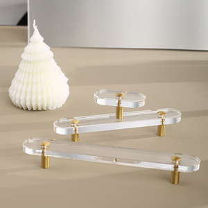 Manijas Modernas de Cristal y Latón para Gabinetes BECORA, Tiradores Dorados para Cajones, Manijas Transparentes para Dormitorio, Baño, Cómoda y Armario - Product Image 1