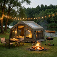 Tente de camping gonflable HH Camper pour 3 à 5 personnes, en toile de coton, avec fenêtre de toit, 3,2 x 2,2 x 2,1 m, abri familial pour le camping en toutes saisons