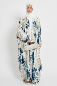 Abaya LEDUO Personalizada, Elegante, Estilo Boho, Estampado Tie Dye, Estilo Abierto, para Mujer, para Eid - Product Image 3