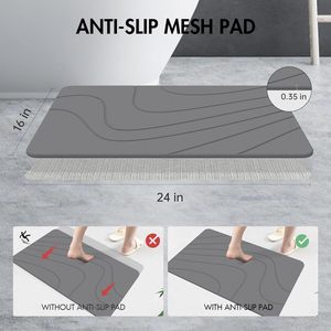 Tapis de bain antidérapant en pierre de diatomite gris foncé 23,6'x15,4" de haute qualité, écologique, minimaliste et à séchage rapide pour salle de bain - Vente en gros - Product Image 2