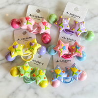 2 Buah/Set Ikat Rambut Anak Kartun Bintang Tulip Karet Manis 7Cm untuk Bayi Perempuan Aksesori Rambut Hewan Bunga Kasual