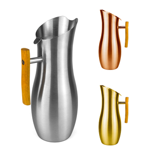 <span class=keywords><strong>Carafe</strong></span> à <span class=keywords><strong>eau</strong></span> personnalisable 2L en acier inoxydable 304 avec protection anti-glace et poignée en bois pour boissons froides - Product Image 1