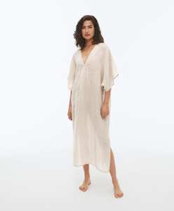 Robe de plage élégante en lin pour femmes, Kaftan d'été décontracté - Product Image 4