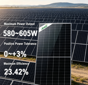Panel Solar Bifacial Monocristalino de Doble Vidrio Tipo N JKM 72HL4-(V) 595W 23.42% 182mm - Product Image 1