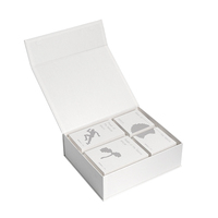 Caja de Regalo Magnética Blanca Minimalista Personalizada con 4 Divisores, Caja de Empaque Magnética Rígida para Té, Cuidado de la Piel, Sets de Regalo