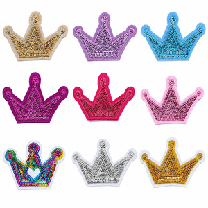 Custom Crown Sequin Embroidery Patch 3D <strong>Glitter</strong> Princess Crown Iron on Applique for Clothing Hats Bags <strong>Jackets</strong> - Product Image 1