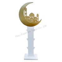 Superwin 2026 Ornement de Modélisation de Mosquée Hexagonale en Bois Blanc de 100 cm pour la Décoration du Ramadan Moubarak