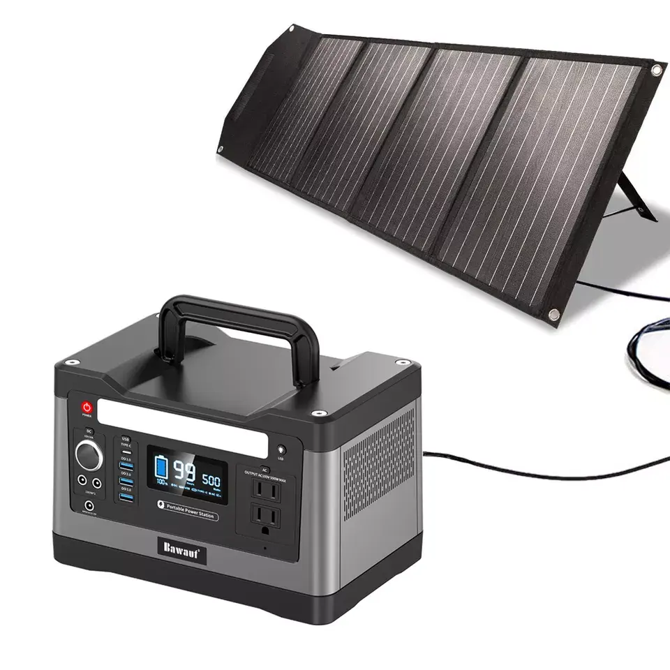 High Quality Stock AC/DC Portable Power Station Solar Power Generator with Inverter 500w Power Station Solar Battery for Camping