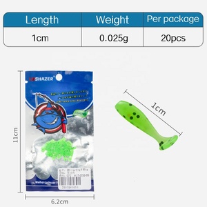 20 piezas de alta calidad, 1 cm, 0.025 g, micro señuelos blandos de PVC con cola en T para pesca de lubina en agua dulce y salada, jigging y wobbling. - Product Image 3