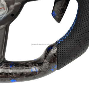 Volant personnalisé en fibre de carbone forgée bleue avec LED pour VW Volkswagen <span class=keywords><strong>Golf</strong></span> 5 6 7 R MK5 MK6 MK7 Polo Gti 6R Passat B7 B8 Tiguan - Product Image 5
