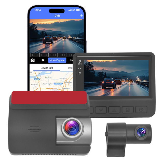 4K UHD Dual Dash Camera Front 4K Rear 1080P WiFi GPS Car DVR 3.0 IPS Screen WDR HDR Night Vision Parking Monitor
