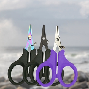 ด้านบนขวา FS011 กรรไกรตกปลากรรไกรสแตนเลส PE สายถักเปียเครื่องตัดปลาตัดกรรไกรตกปลาเครื่องมือ - Product Image 1