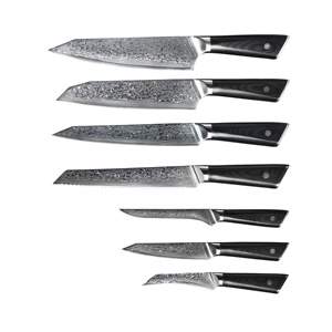 Japanese <strong>Knife</strong> <strong>Set</strong> with Wooden Block 8 Inch Damascus <strong>Meat</strong> Jamon Faca Chef <strong>Knives</strong> - Product Image 2