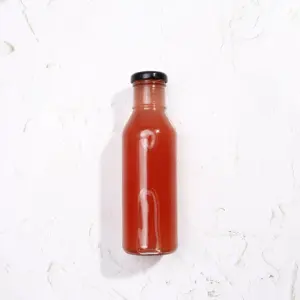 Vinagrera de vidrio con tapa negra para salsa de tomate, vinagrera mexicana para ensalada