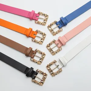 2024 New Design Fashionable Adult Unisex Alloy PU Material Colourful Casual Dress Belt