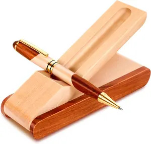 Nice quality promotional unique creative custom logo wooden ballpoint pen business office writing pen