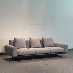 ソファ高級リビングルーム家庭用家具ソフトドリームシリーズ快適でモダンなイタリアンソファ新しい布張りグレー生地 - Product Image 2