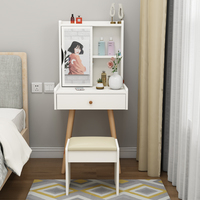 Ensemble coiffeuse de luxe moderne pour chambre à coucher avec miroir, en bois blanc, avec tiroirs et chaise, meuble de rangement pour petit coin de chambre, dernière collection
