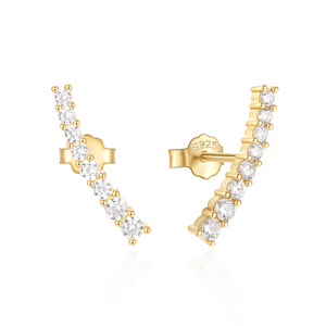 CANNER Prix de Gros Boucles d'Oreilles Plaqué Or 14k 18k Bijoux Argent 925 Zircon Pavé Longues Boucles d'Oreilles Clous pour Femme - Product Image 1