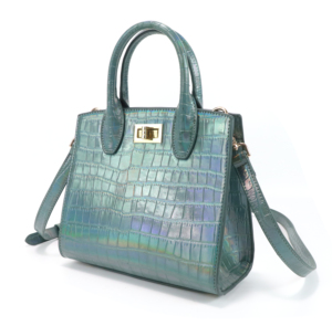 Women PU Leather Texture Handbag Metallic Top Handle Bag Small Shoulder Purse For Daily Party Use - Product Image 4