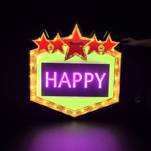 ป้ายไฟอะคริลิค LED แบบกำหนดเอง กล่องข้อความแบบกำหนดเอง ป้ายไฟดิจิตอลแบบกำหนดเอง รูปดาว ชาร์จไฟได้ สำหรับไนต์คลับ - Product Image 2