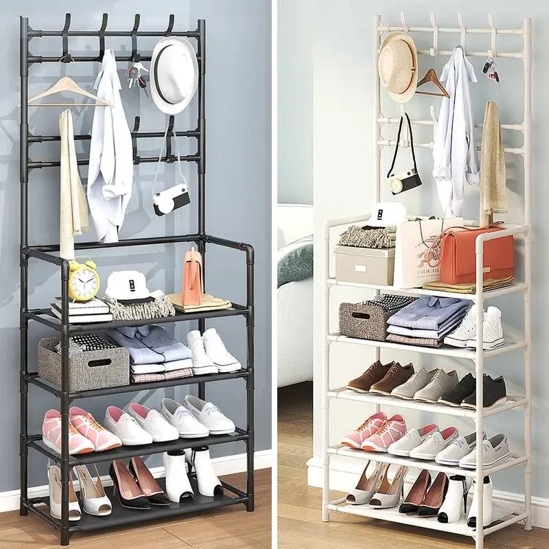 5 Tiers Shoe Rack Metal Standing Shoe Rack Shoes Storage Shelf Home Organizer Living Room Furniture Space Saving Stand Holder