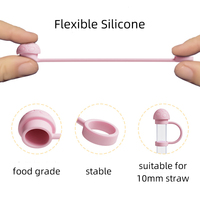 Capuchons de paille en silicone de qualité alimentaire en forme de champignon de 10 mm, anti-poussière, pour gobelets