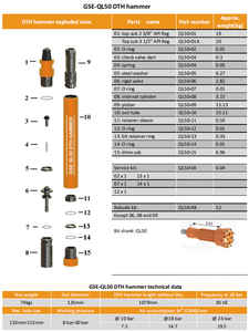 ارتفاع ضغط الهواء أسفل مطرقة ثقب 5 بوصة QL50 QL 50 وقمة لجهاز الحفر أطلس كوبكو - Product Image 5