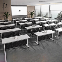 EaseNeat Bureau d'ordinateur mobile sur roues Table de formation de réunion pliante Meubles de bureau à domicile Hôtel Salle de réunion Salon