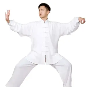 Uniforme da Tai Chi Personalizzata per Donne in Misto Lino, Giacca con Colletto Alto e Spacchetti Laterali per Pratica di Qigong, Abbigliamento Kung Fu Cinese OEM Fornitura all'Ingrosso - Product Image 4