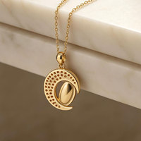 Collier pendentif en or plaqué 18 carats avec zircone cubique, croissant de lune, Vierge Marie de Guadalupe, bijoux religieux catholiques pour femmes