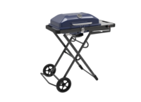 Barbecue à gaz pliable d'extérieur avec grande surface de cuisson, portable, pour camping, avec revêtement antiadhésif et thermomètre intégré