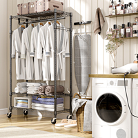 Porte-vêtements moderne en métal de style ouvert, support pour pantalons et cravates, à trois niveaux, pour chambre à coucher, anti-poussière, en acier au carbone, sur pied