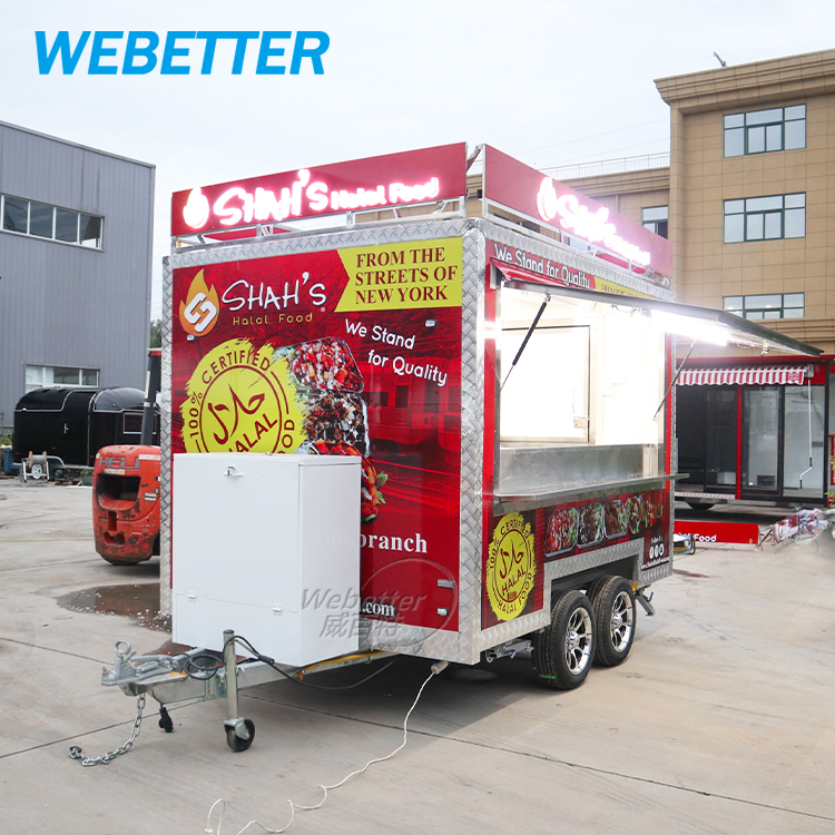 WEBETTER Small Mobile Kitchen Remorque Food Truck Foodtrailer Mini Square Hamburgers Pizza BBQ Fast Food Trailer Cart for Sale