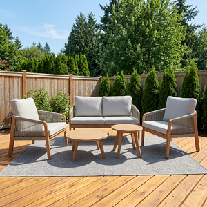 Luxury Contemporary Foldable Acacia Wood Eco-friendly Teak Wood Frame Outdoor Furniture Set Garden Sofa Dining Table Chair for - Product Image 1