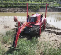 Mini drague amphibie à bras longue portée avec moteur diesel, pompe et boîte de vitesses pour le dragage fluvial