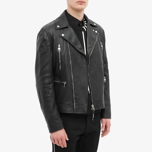 OEM personalizado negro Universidad Rocker Rider motocicleta chaqueta de cuero del motorista <span class=keywords><strong>para</strong></span> los hombres - Product Image 1