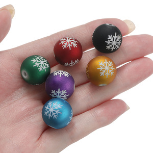 Acrylic Christmas Snowflake <b>Beads</b> 16mm Round Loose <b>Beads</b> For Jewelry Making DIY Handmade Accessories - Product Image 4