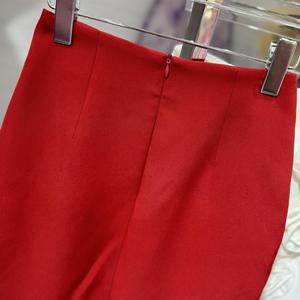 Abbigliamento Invernale da <span class=keywords><strong>Donna</strong></span> di Alta Qualità Gonna Lunga Maxi Rossa con Spacco e Fiori 3D Gonna Casual a Tubino Aderente a Fascia da <span class=keywords><strong>Donna</strong></span> - Product Image 6