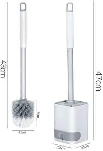 Ensembles de brosses et supports avec brosse de toilette moderne hygiénique à tête plate et souple en silicone pour fixation murale - Product Image 4