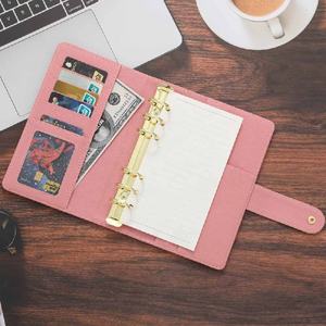 مجلد هونغبو الأكثر مبيعًا فاخر من الجلد المحبب مقاس A6 مع 43 حلقة ملونة/محفظة بطاقات مع ورق فاصل متاح - Product Image 4