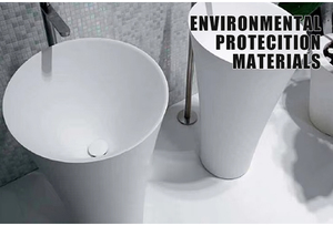 Lavabo de Pedestal de Cerámica Tradicional con Desagüe y Encimera de Piedra para Baño de Villa, Capacidad de 9L - Product Image 6