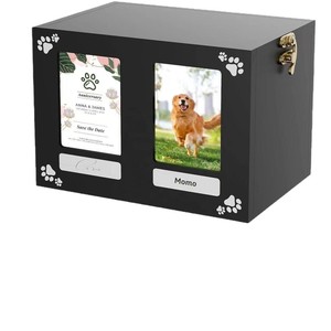 Wooden pet urn with <b>photo</b> <b>frame</b>, double-slot pet <b>photo</b> memorial box, urn box - Product Image 4