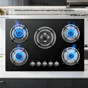 <span class=keywords><strong>Estufa</strong></span> de gas de 5 quemadores <span class=keywords><strong>Panel</strong></span> de vidrio templado Clase a Eficiencia energética Hogar Cocina múltiple Cocina integrada - Product Image 5