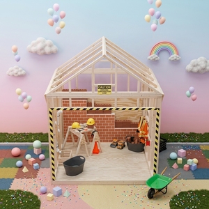 Casa de Juegos Infantil para Niños Pequeños, Área de Juegos Interior, Sitio de Construcción, Equipo de Juegos para Interiores, Casa de Juegos de Rol - Product Image 1