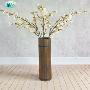 Vase cylindrique en <span class=keywords><strong>bois</strong></span> naturel fait main, <span class=keywords><strong>support</strong></span> de fleurs décoratif rustique pour la décoration de la maison, des mariages et des fêtes - Product Image 1