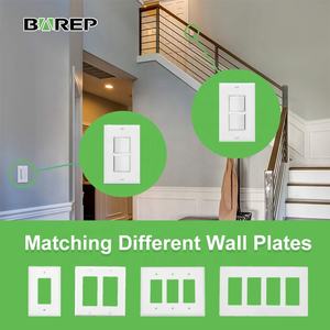 Interrupteur à bascule double décoratif blanc Barep homologué UL, unipolaire 15A 120V, à encastrer, <span class=keywords><strong>plaque</strong></span> murale incluse - Product Image 4