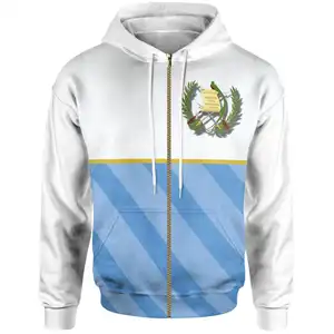 Drop Shipping Guatemala Zip Up Men's Hoodie Special Design Stripe Lines And Guatemalan Flag Zipper Men's Hoodies & Sweatshirts