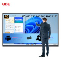 Tableau interactif intelligent QDE 4K HD multifonctionnel de 75/55/65/85/86/98/115 pouces à prix d'usine pour conférences
